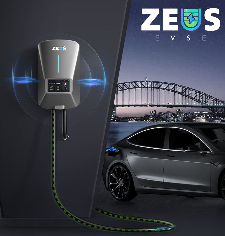 Zeus safe and smart ev chargers with lcd screen