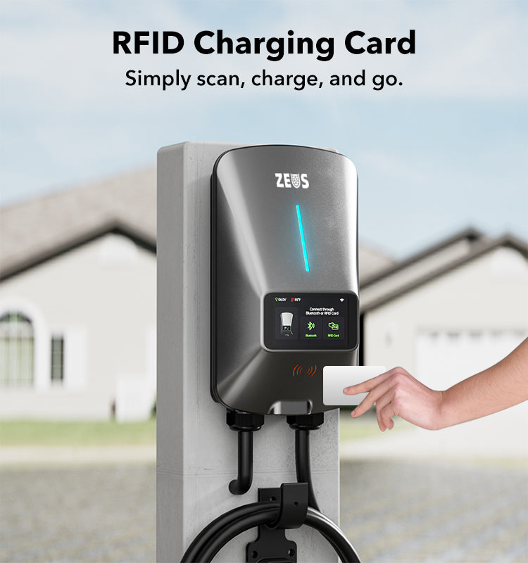 Zeus Apex commercial ev charger with RFID card unlock